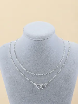 2 Layered Double Heart Pendant Necklace