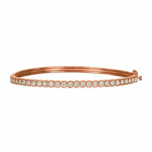 2.00 Carat Natural Diamond Miligrain Bezel Bangle Bracelet G SI 14K Rose Gold