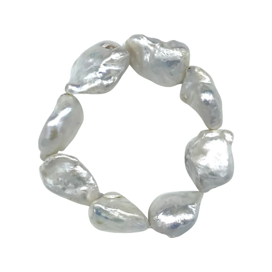 205-01-STRETCH | WHITE STONE PEARL STRETCH BRACELET
