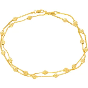22K Yellow Gold Ball Bead Anklet Set (16.4gm)