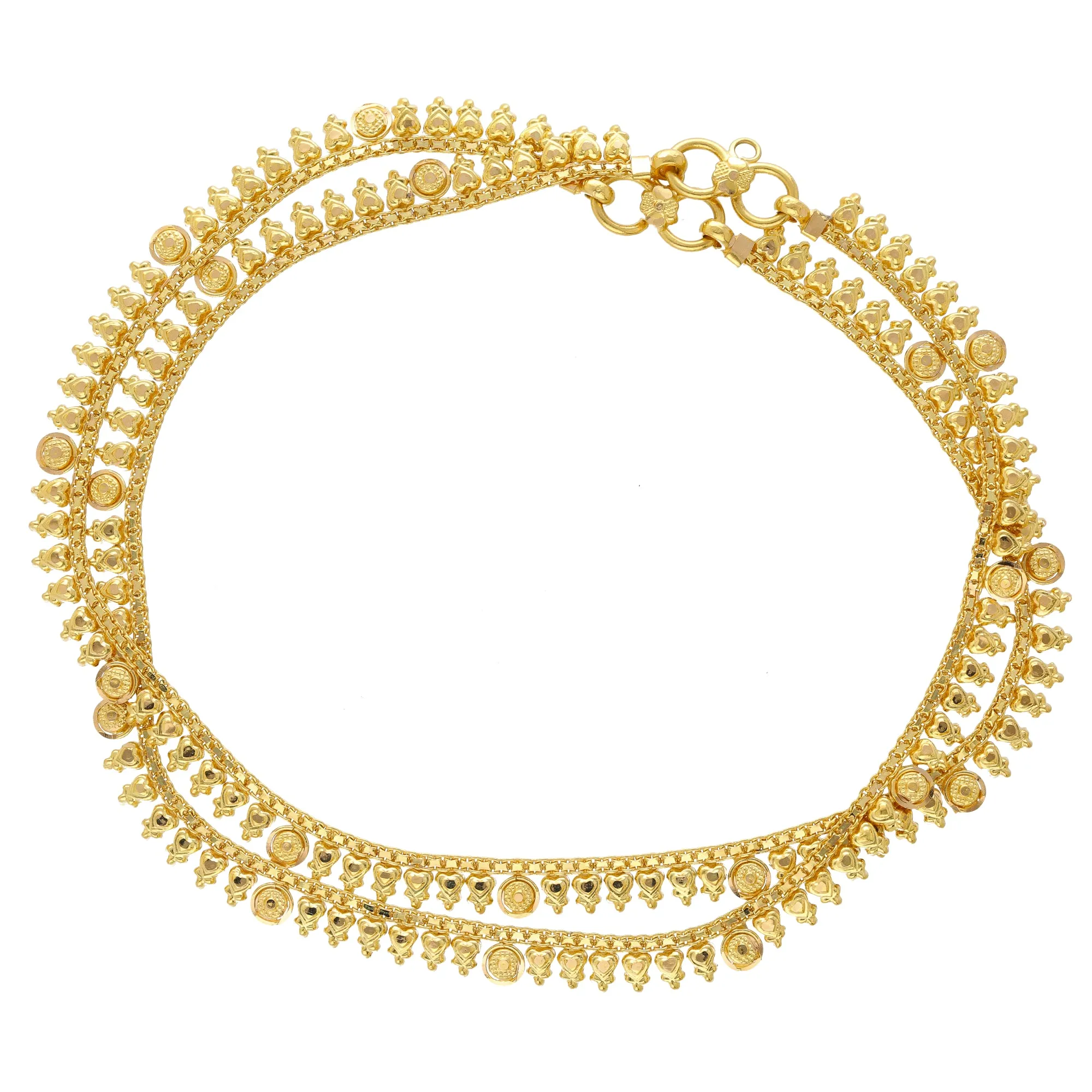 22K Yellow Gold Beaded Anklet Set (19.3gm)