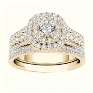 2pcs/set Couples Golden Stainless Steel Rings Women Wedding Engagement Couples Ring
