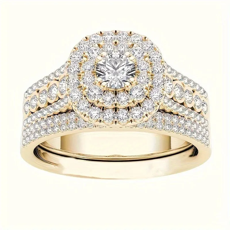 2pcs/set Couples Golden Stainless Steel Rings Women Wedding Engagement Couples Ring