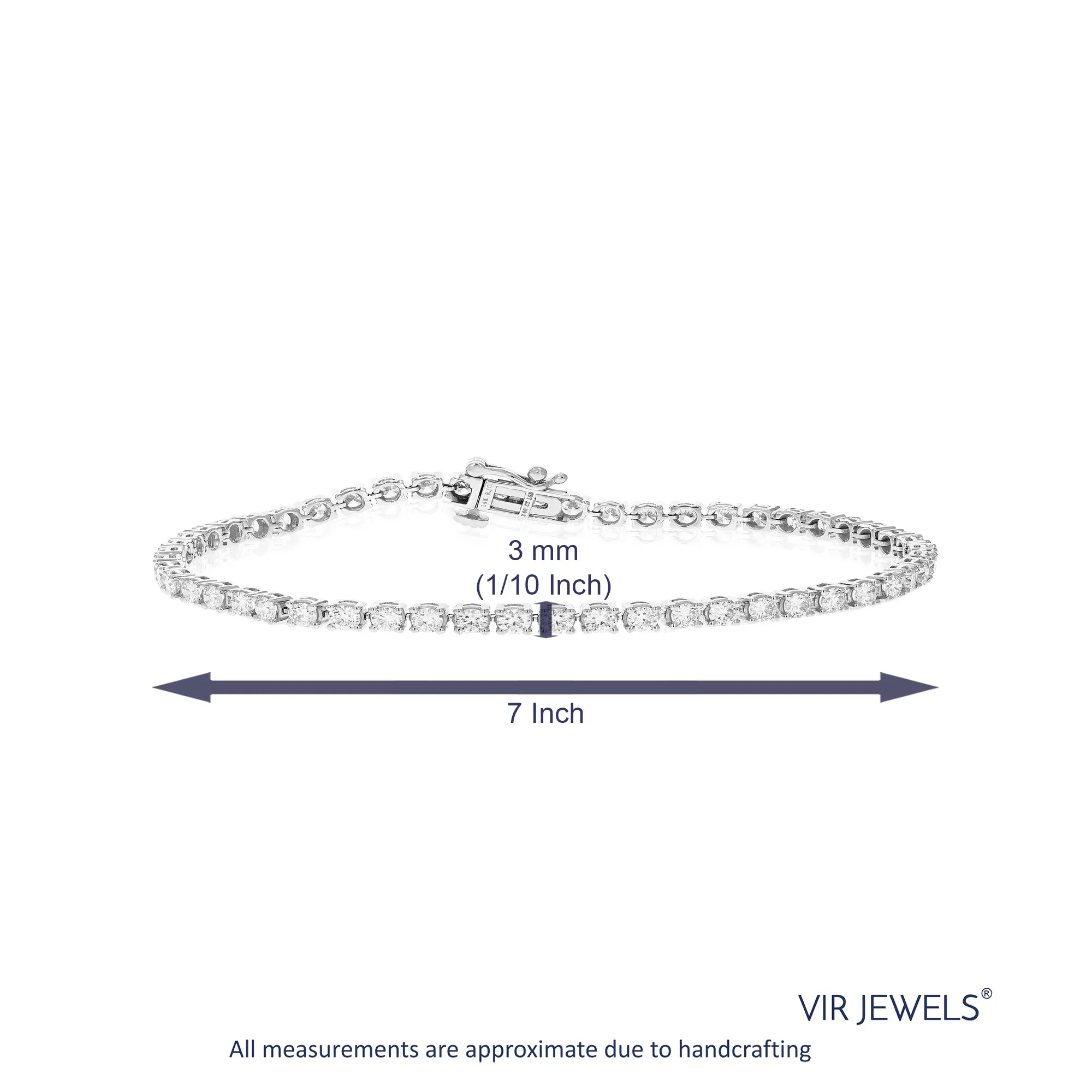 3 cttw Diamond Round Tennis Bracelets in 14K White Gold