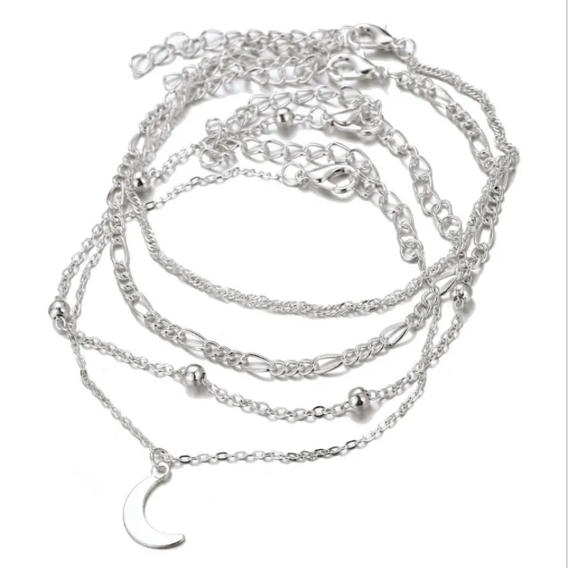 3 Layers Moon Anklets