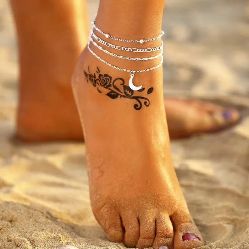 3 Layers Moon Anklets