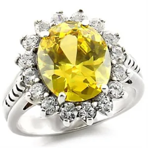 31218 High-Polished 925 Sterling Silver Ring with AAA Grade CZ in Citrine
