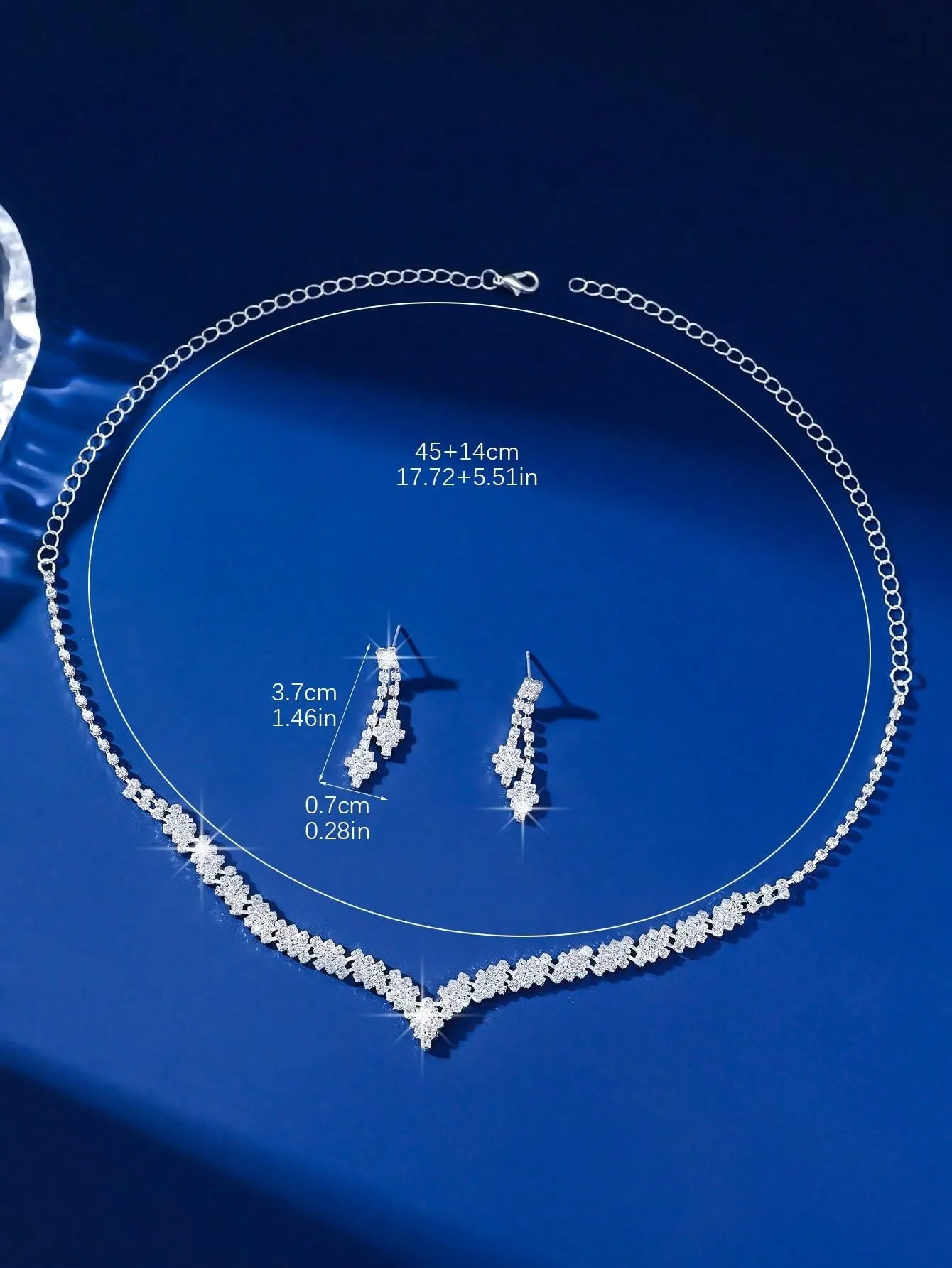 3pcs/Set Bridal Wedding Dress Accessories Earrings & Necklace Set