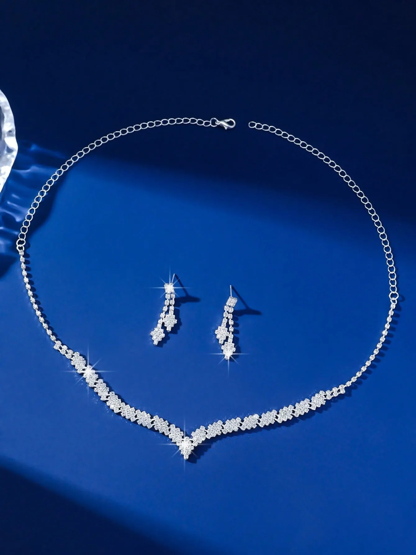 3pcs/Set Bridal Wedding Dress Accessories Earrings & Necklace Set