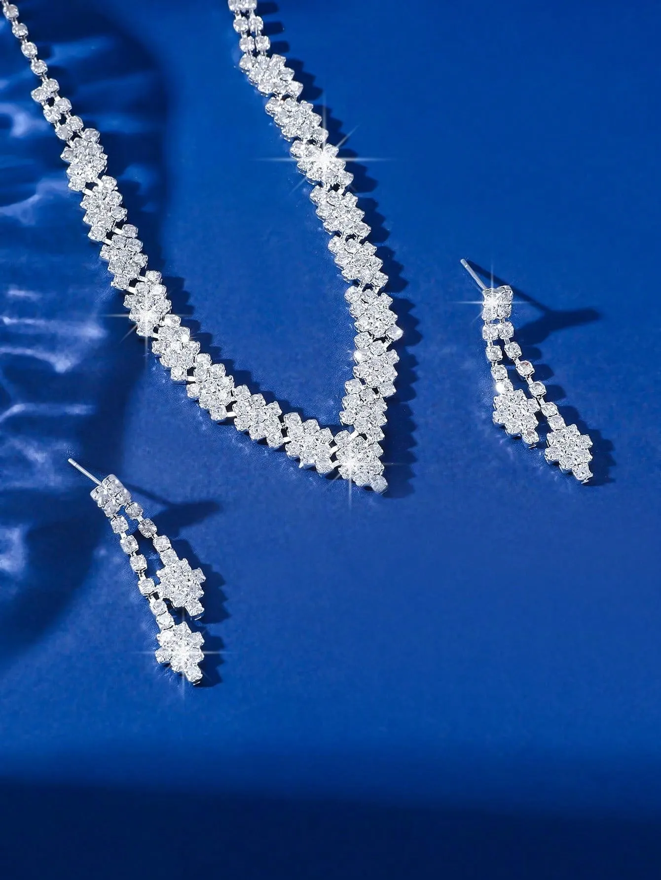 3pcs/Set Bridal Wedding Dress Accessories Earrings & Necklace Set