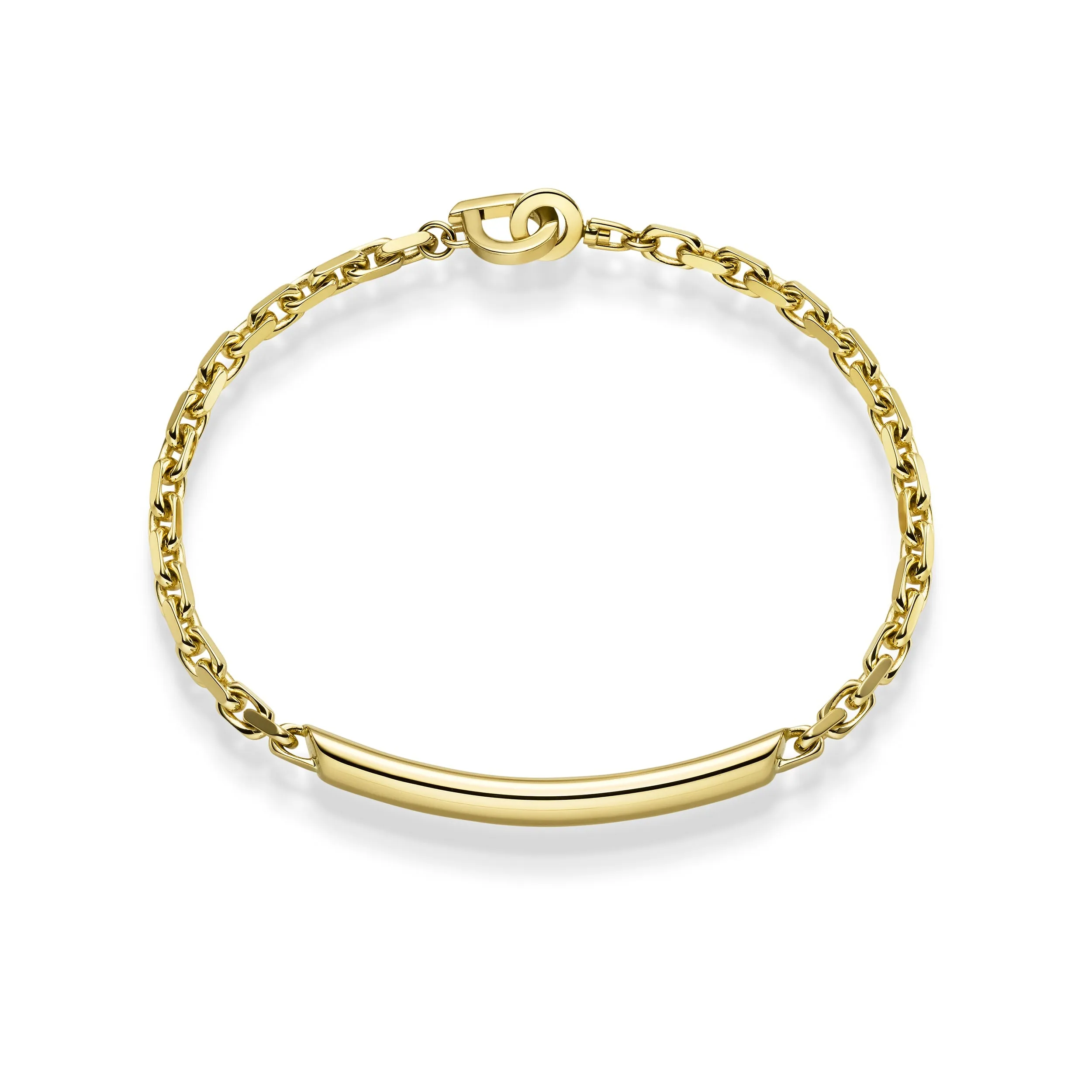 400052 18KT YG Classic Round ID Bracelet, 18cm