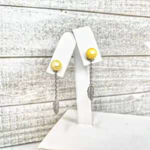 409 - Earring Mount : Feather Dangle - Sterling Silver