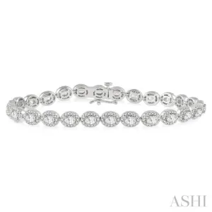 5 Ctw Oval & Round Cut Diamond Halo Tennis Bracelet in 14K White Gold