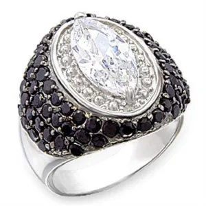 50501 Rhodium   Ruthenium 925 Sterling Silver Ring with AAA Grade CZ in Clear