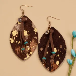 734038 - Feather Earrings - Brown Gold