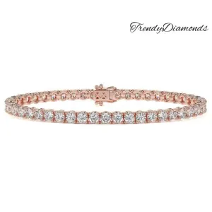 7.50ctw Round Brilliant Diamond Eternity Tennis Bracelet set in 14k Rose Gold