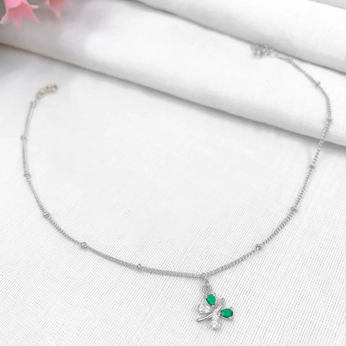 92.5 Single  Sterling Silver Butterfly charm anklet