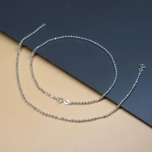 925 Sterling Silver Beaded Girl Women Anklets Ankle Bracelet 10.3"