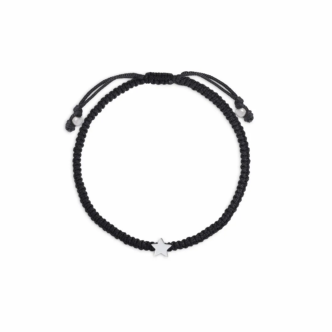 925 Sterling Silver Black Thread Star Moment Silver Anklet