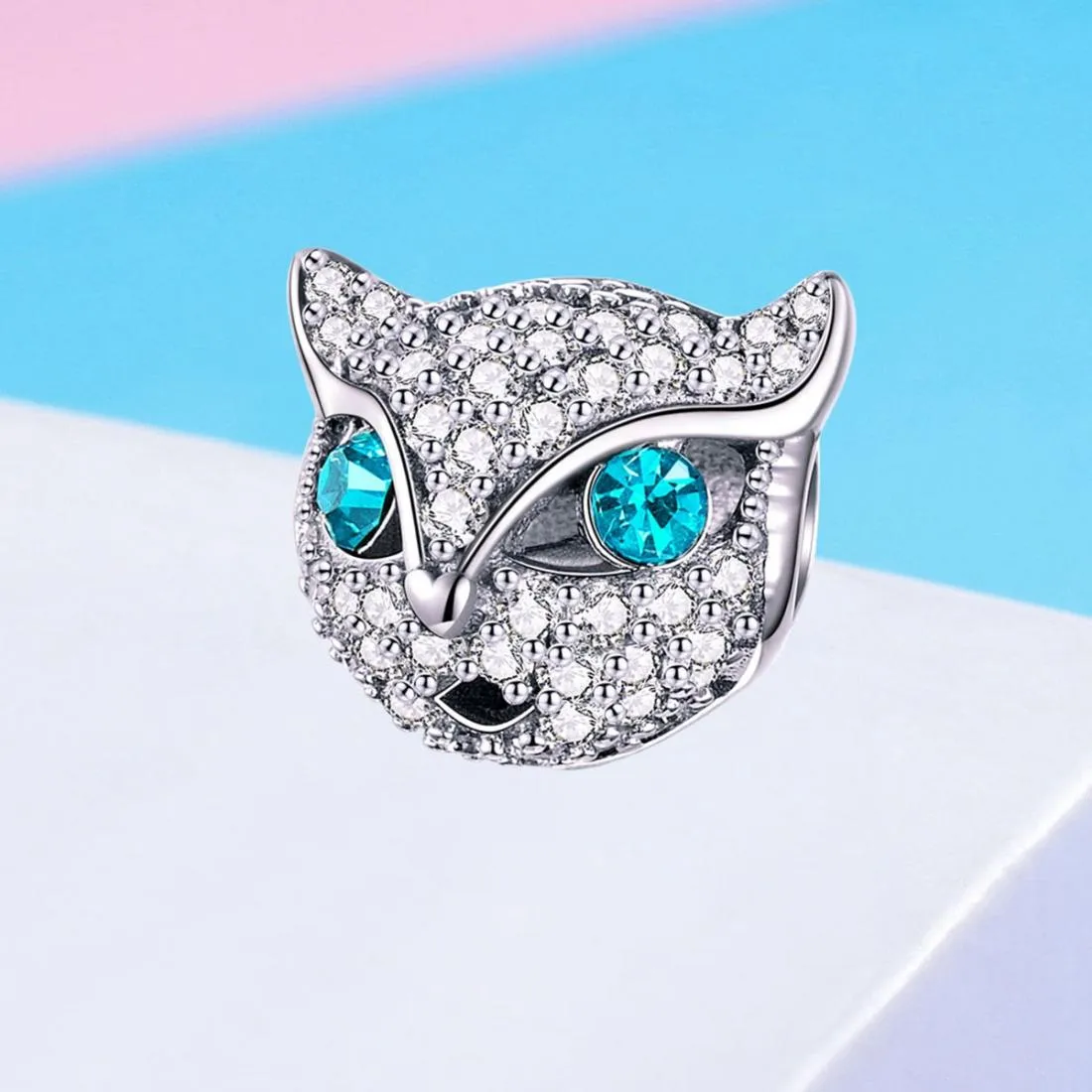925 Sterling Silver Cat Beaded Bracelet With Diamond Star Beads