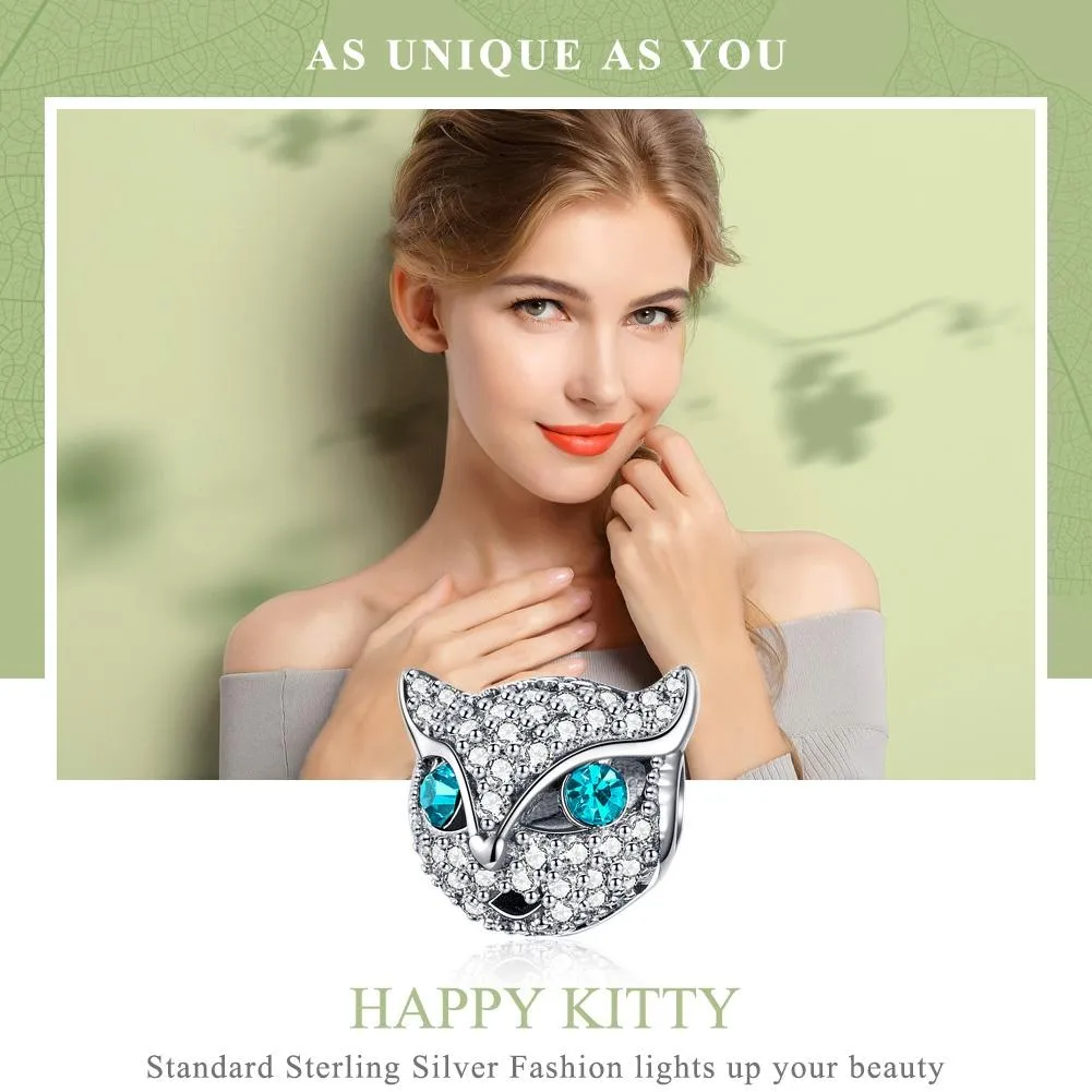 925 Sterling Silver Cat Beaded Bracelet With Diamond Star Beads
