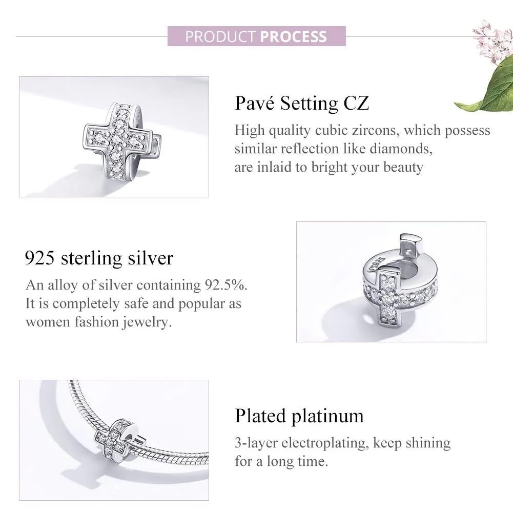 925 Sterling Silver Diy Cross Beaded Bracelet Accessories