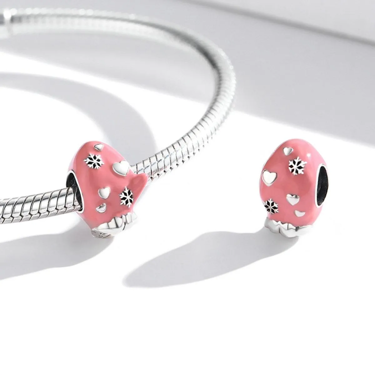 925 Sterling Silver Diy Pink Beaded Bracelet / Necklace Set