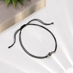925 Sterling Silver Oxidized Ball Thread Anklet.