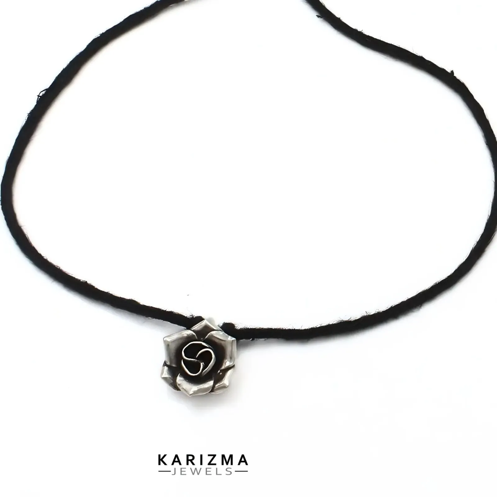 925 Sterling Silver Oxidized Flower charm with black thread pretty gift Women single Anklet