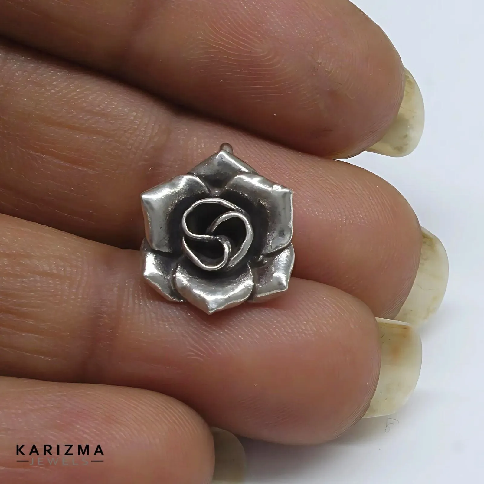 925 Sterling Silver Oxidized Flower charm with black thread pretty gift Women single Anklet