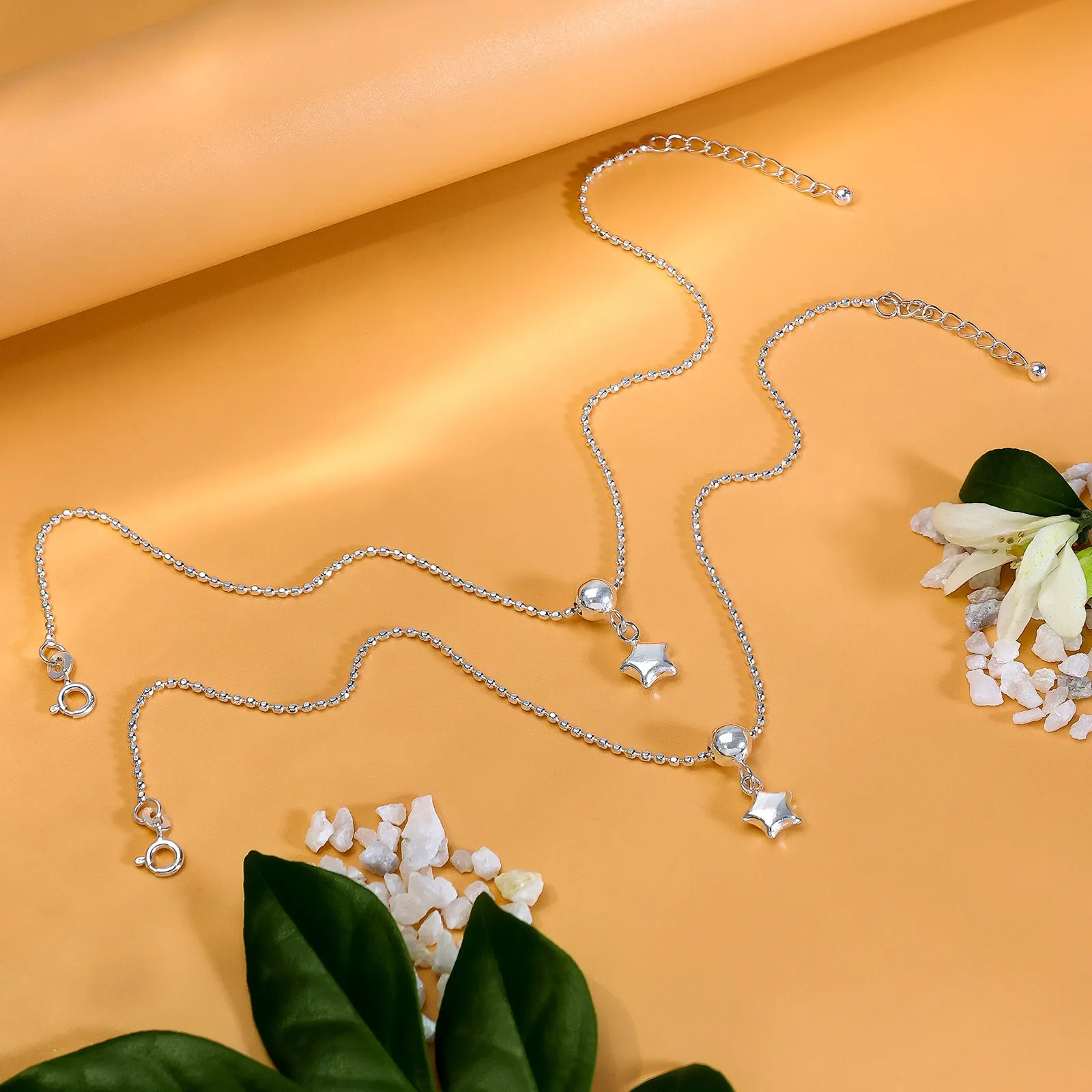 925 Sterling Silver Star Beauty Silver Anklet