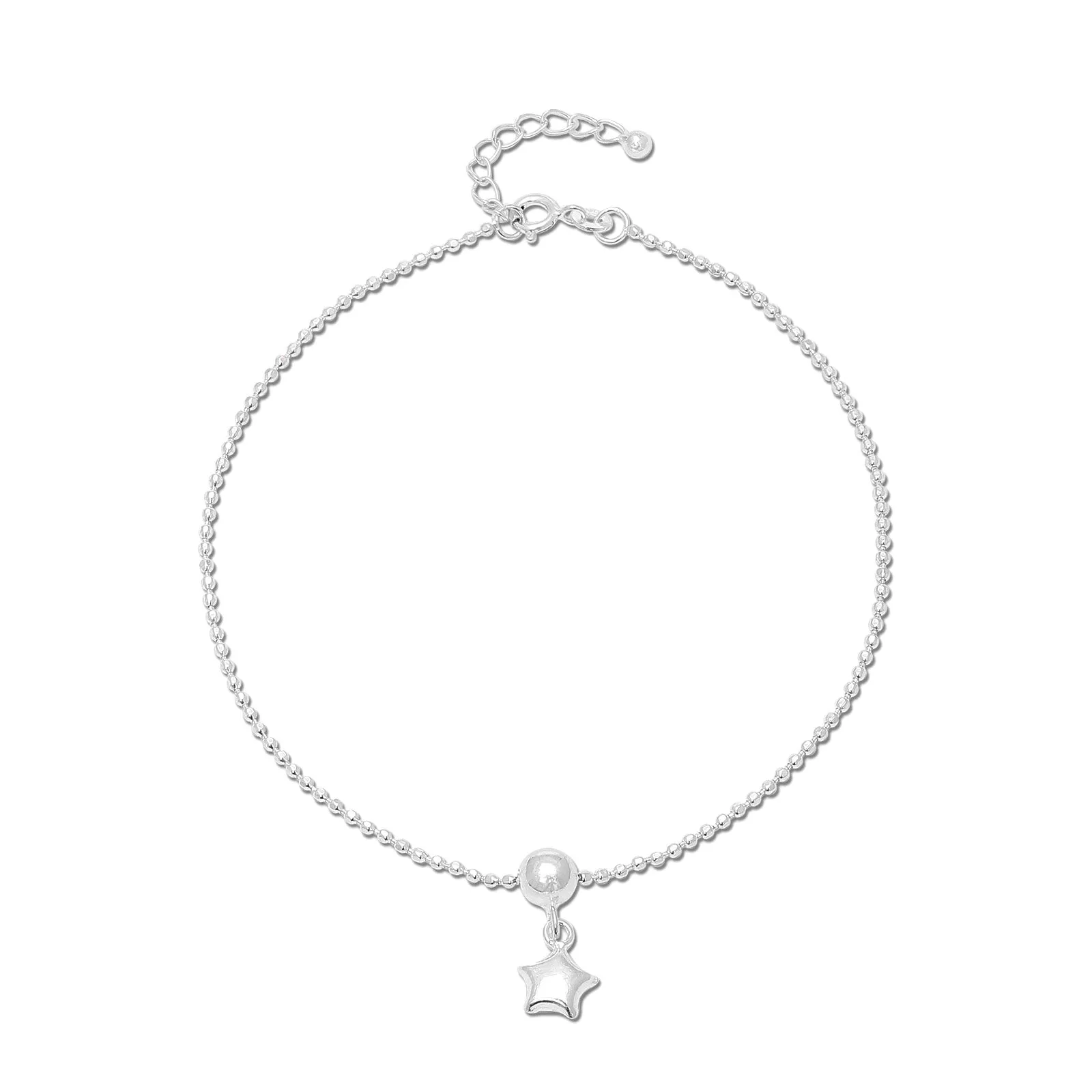 925 Sterling Silver Star Beauty Silver Anklet