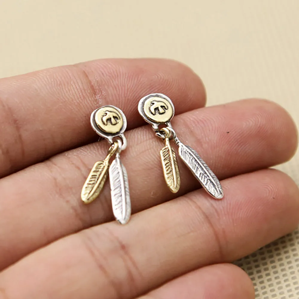925 Sterling Silver Thai Silver Earrings Feather Eagle Men Fashion Punk Jewelry