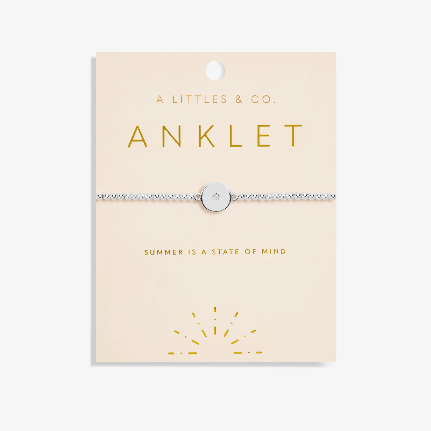 A Little & Co - Brass - Silver Plated - Minstrel - Crystal Stretch Beaded Anklet 9 1/6"