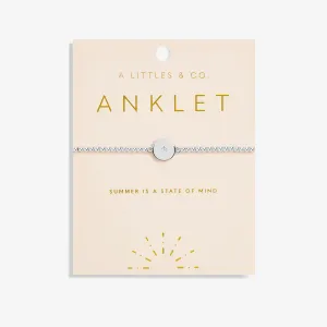 A Little & Co - Brass - Silver Plated - Minstrel - Crystal Stretch Beaded Anklet 9 1/6"