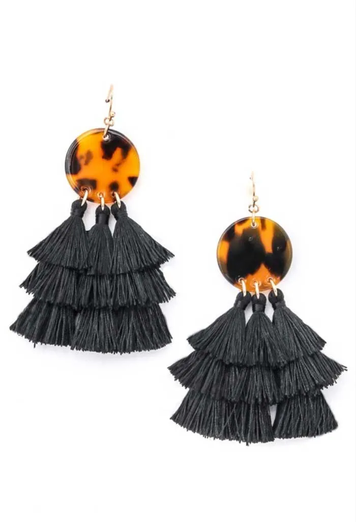 Abstract Leopard Tassel Earrings, Two Colors