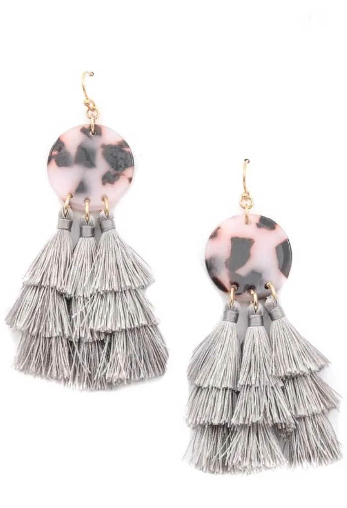 Abstract Leopard Tassel Earrings, Two Colors