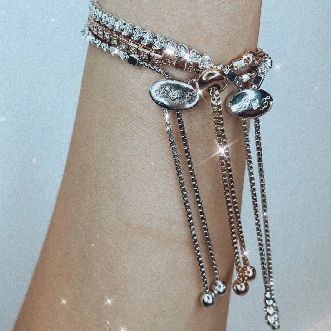 Adjustable  5 Sliding Flower Diamond Fringe Bracelet