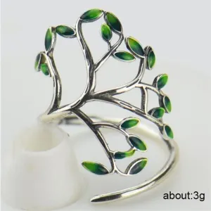 Adjustable Green Leaf Ring