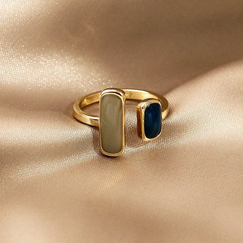 Adjustable Retro Colorful Drip Glaze Women Rings