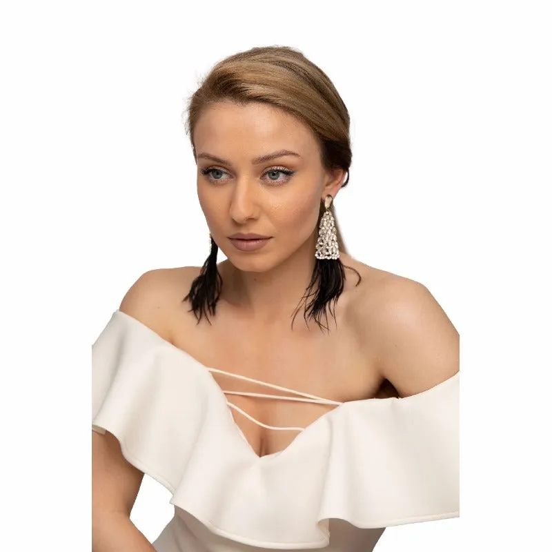 Adonna rhinestone feather earrings (3 Colors)