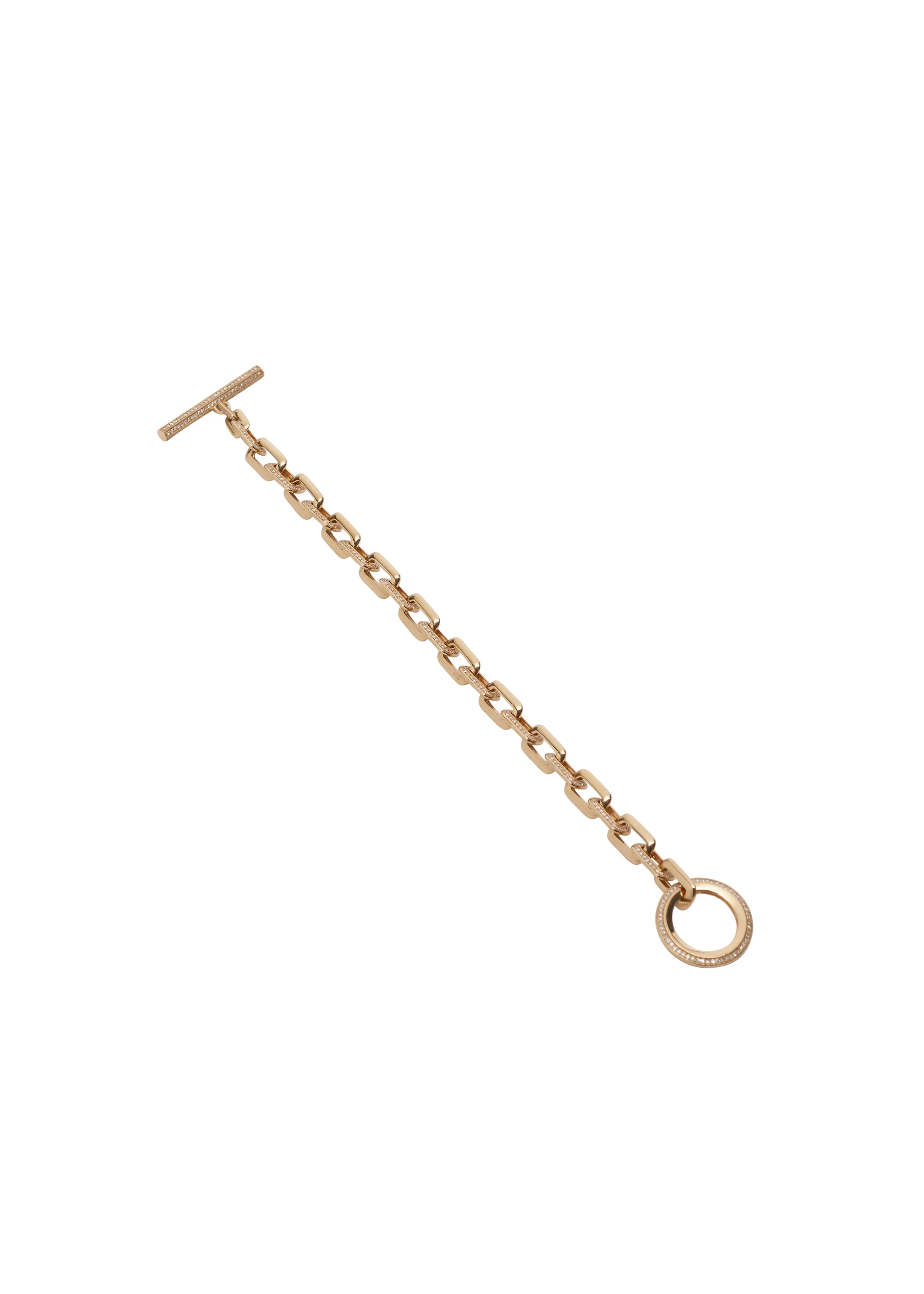 Alternating Diamond Pave Gold Toggle Link Bracelet