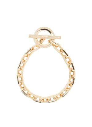 Alternating Diamond Pave Gold Toggle Link Bracelet