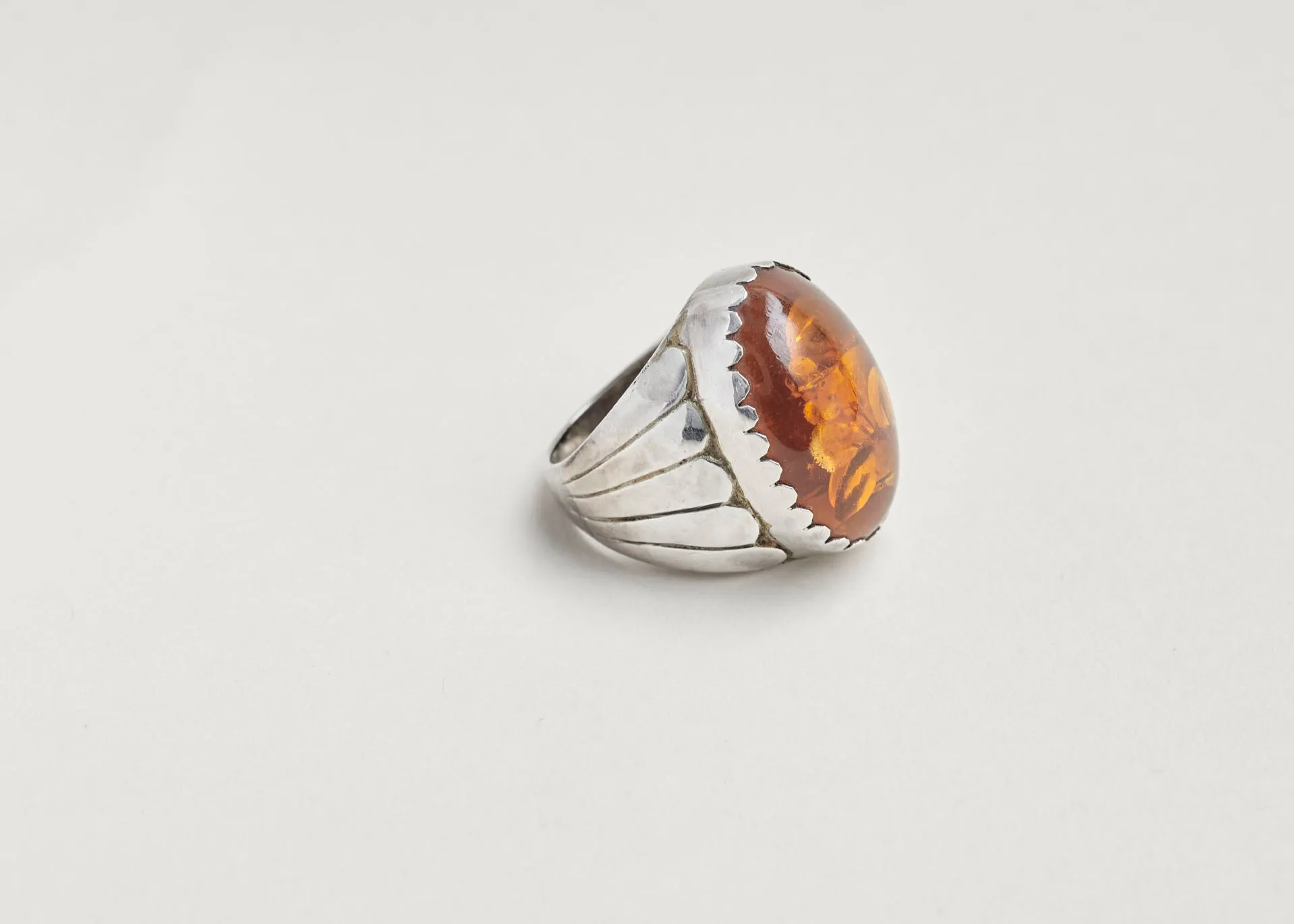 Amber Silver Ring