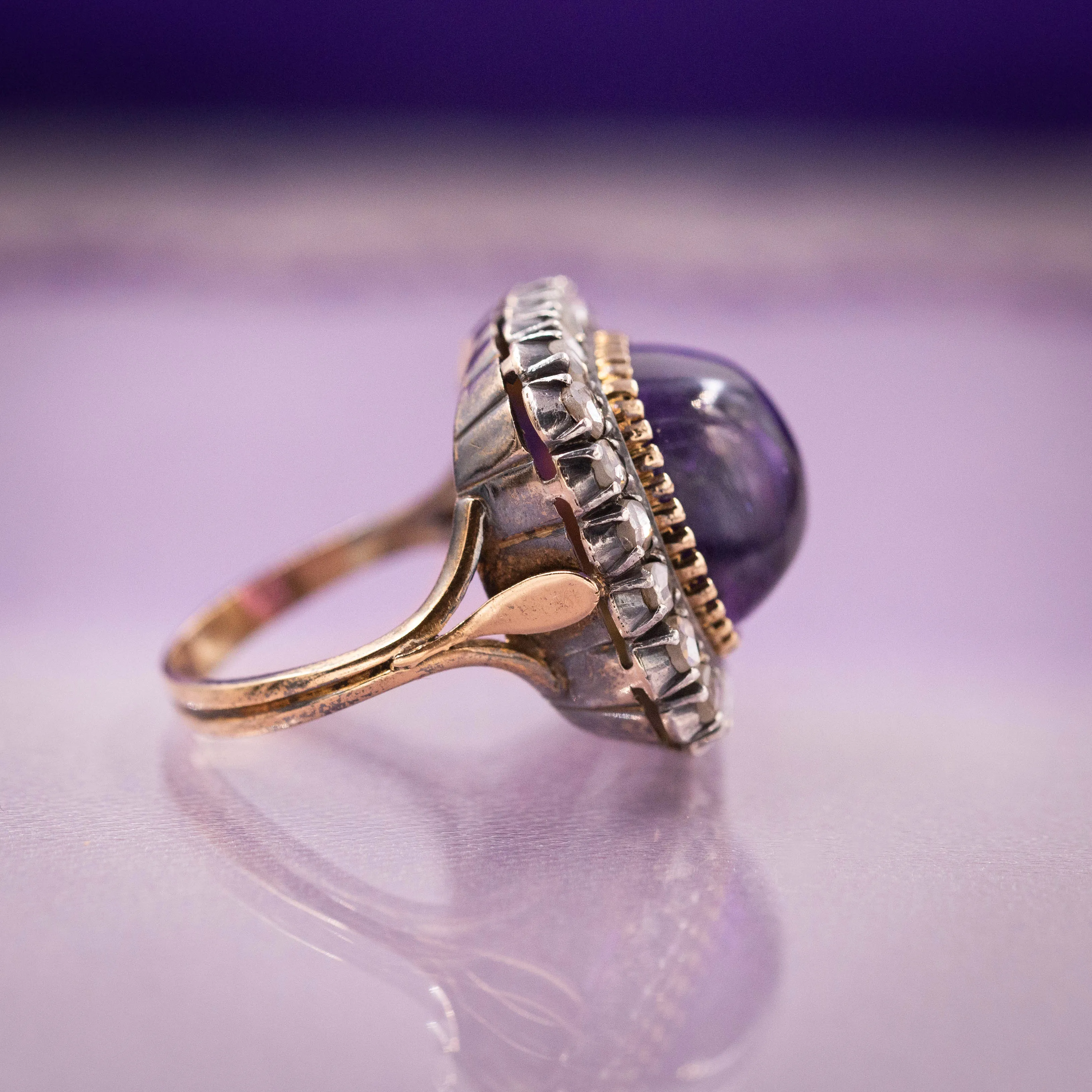 Amethyst and Rose-Cut Diamond Ring