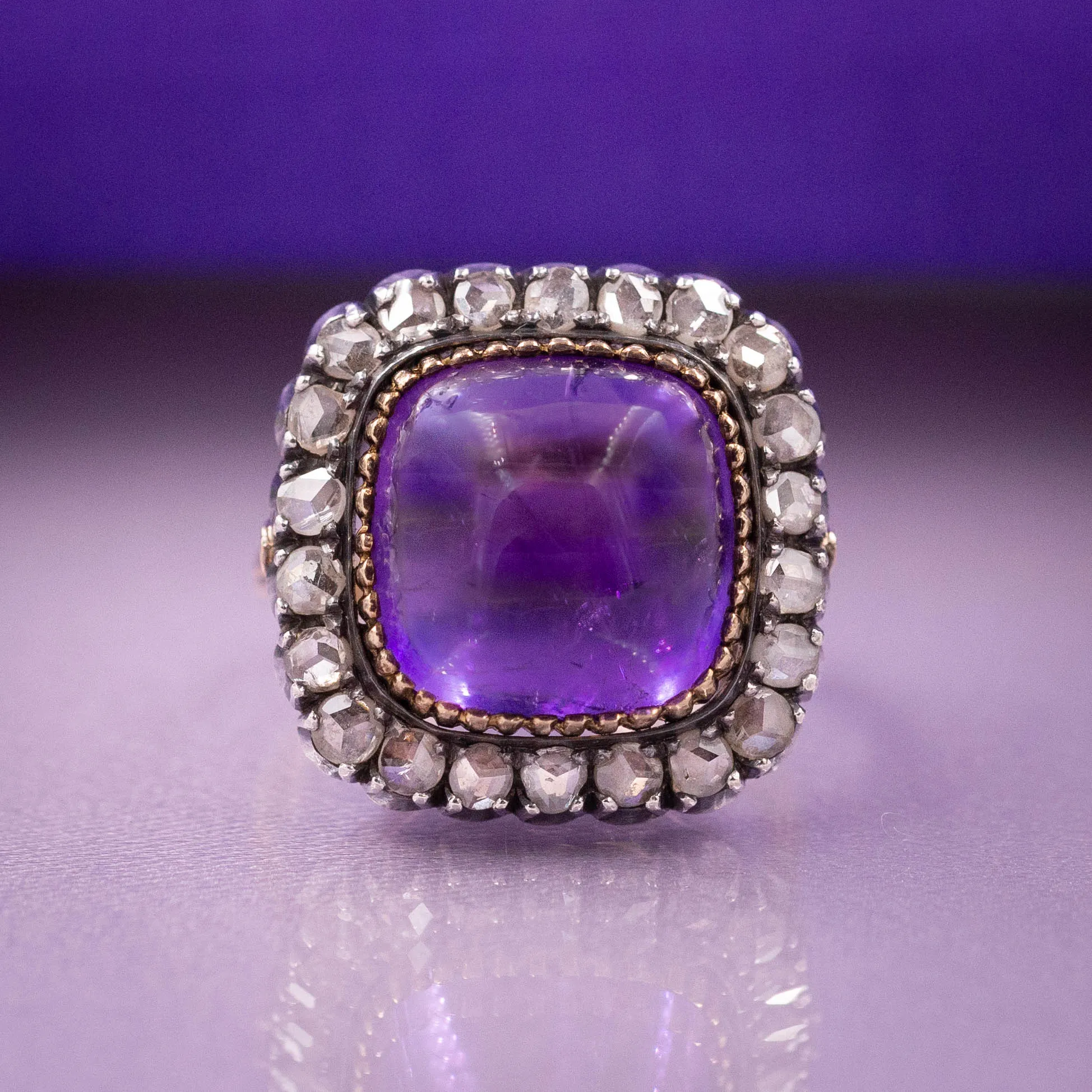 Amethyst and Rose-Cut Diamond Ring