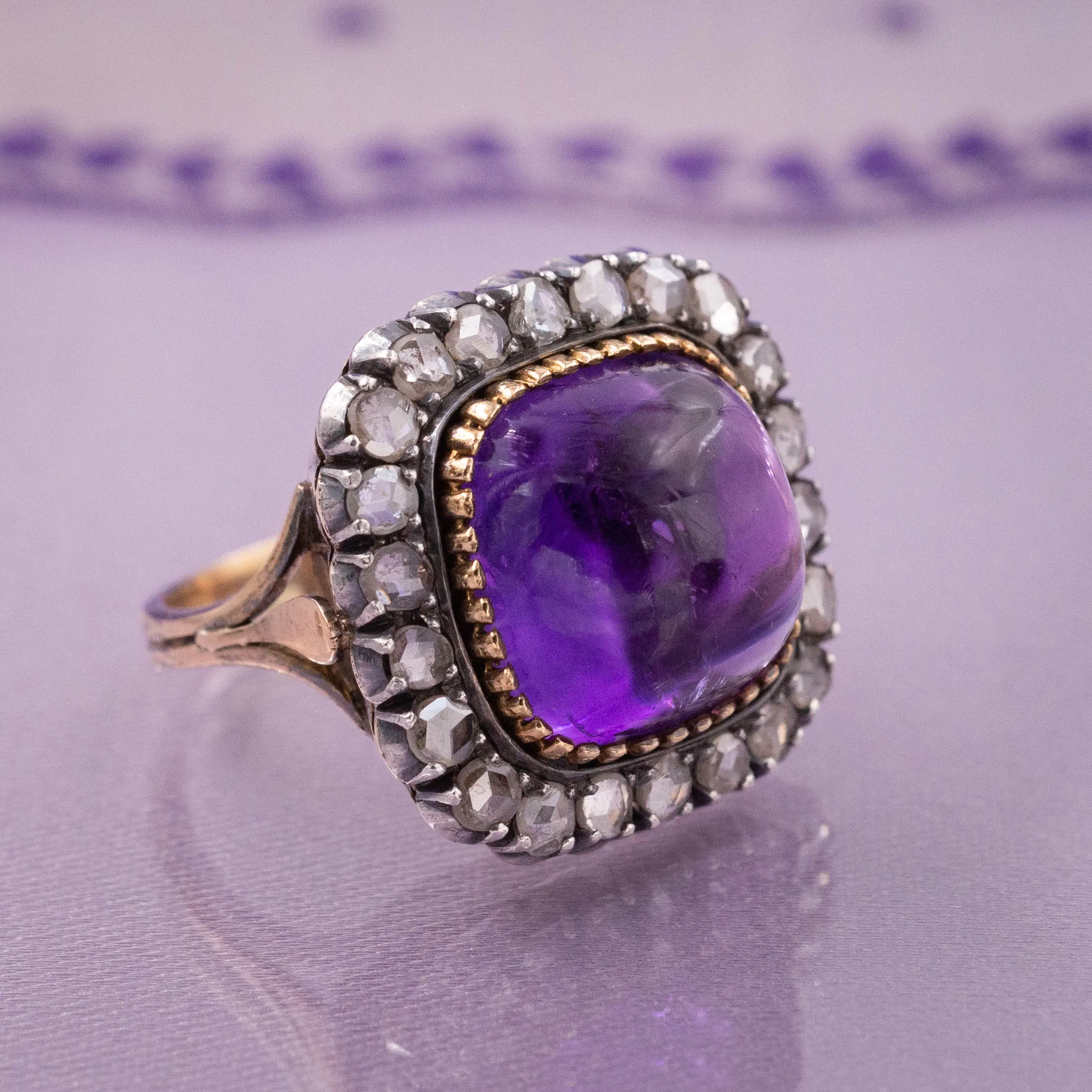 Amethyst and Rose-Cut Diamond Ring