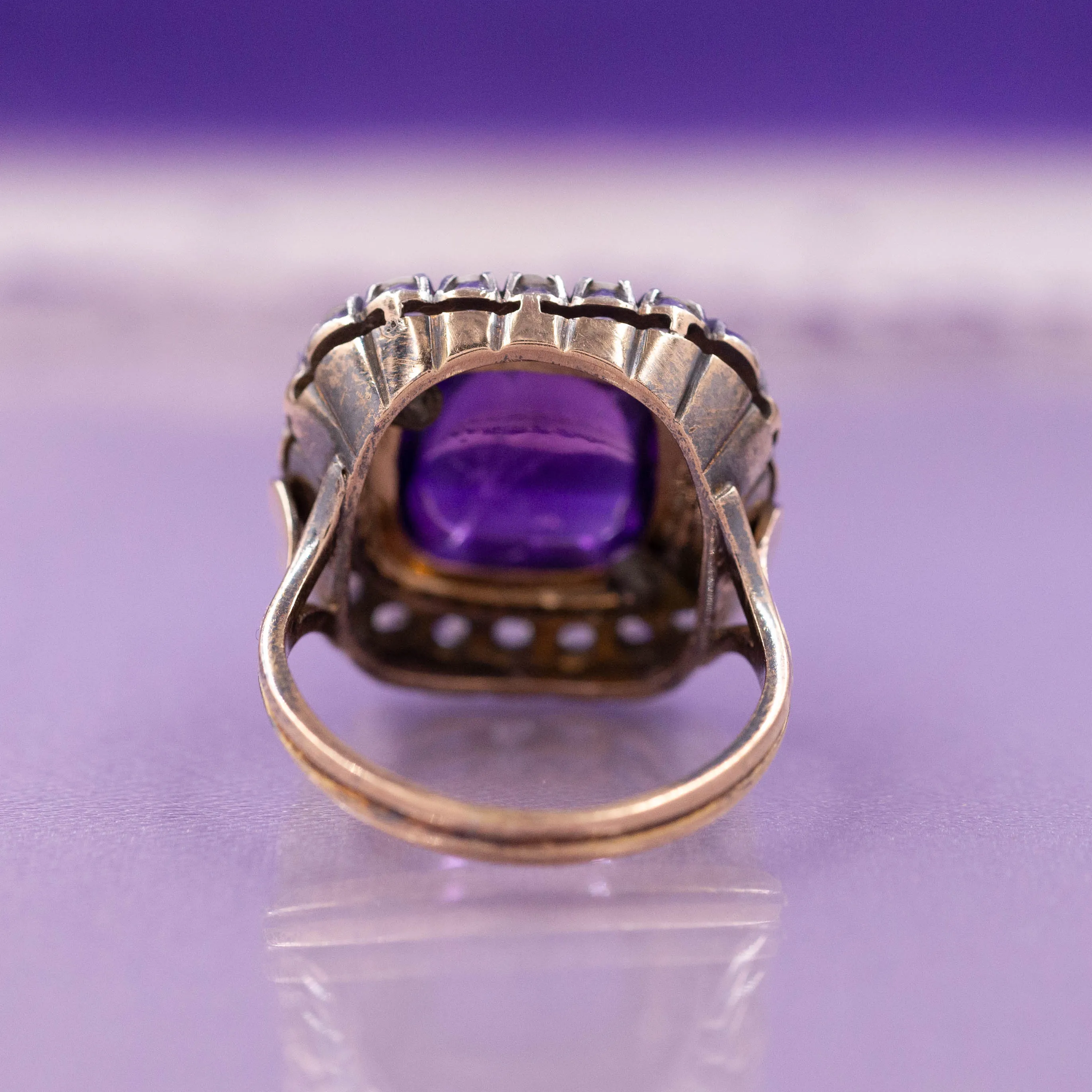 Amethyst and Rose-Cut Diamond Ring