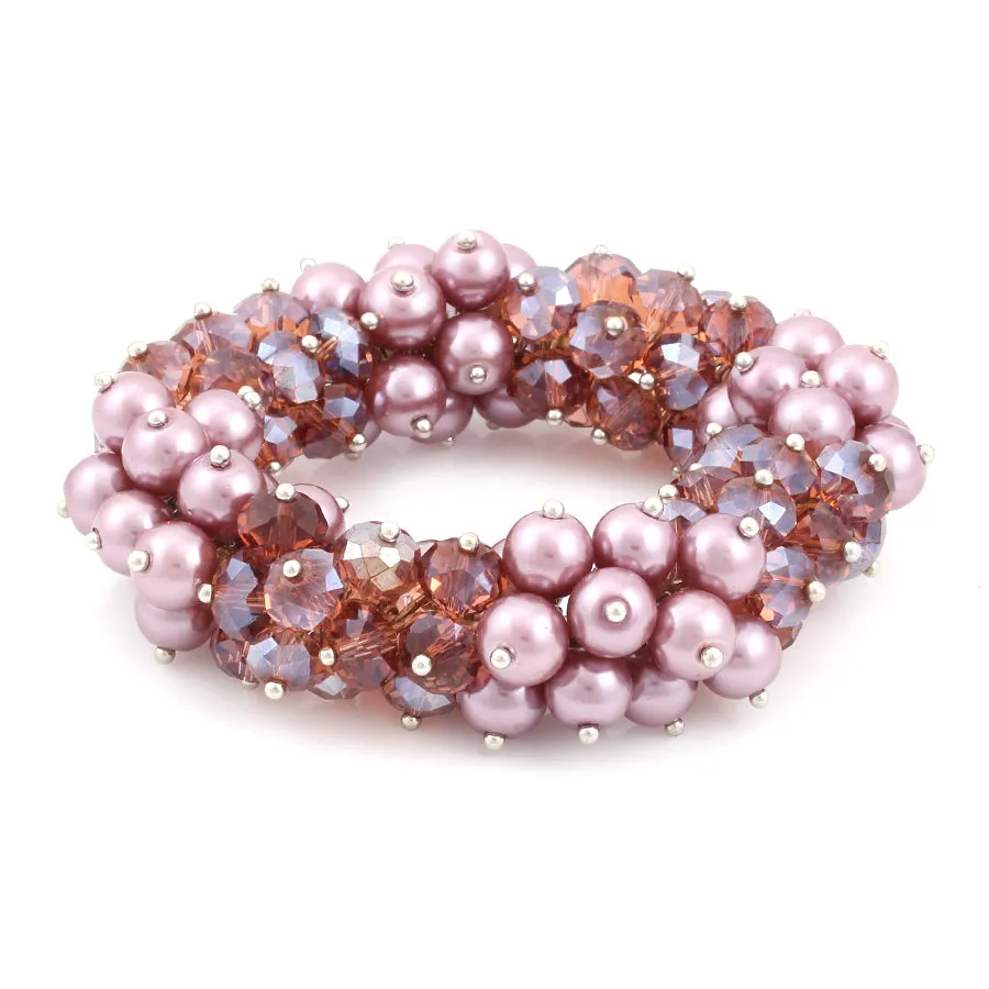 AMETHYST PEARL STRETCH BRACELETS #HNB21411 AMY (TA10/B486)