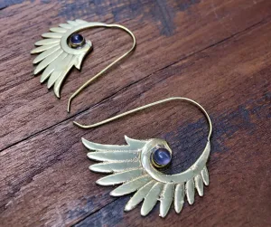 Amethyst Wing Feather Earrings